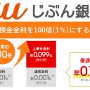 auじぶん銀行で普通預金金利をメガバンクの100倍（0.1％）にする方法！